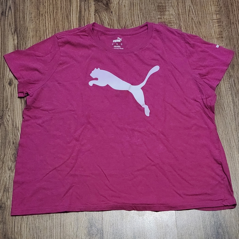 Puma Magenta Tee with White Puma Logo